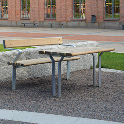 A park table with bench.